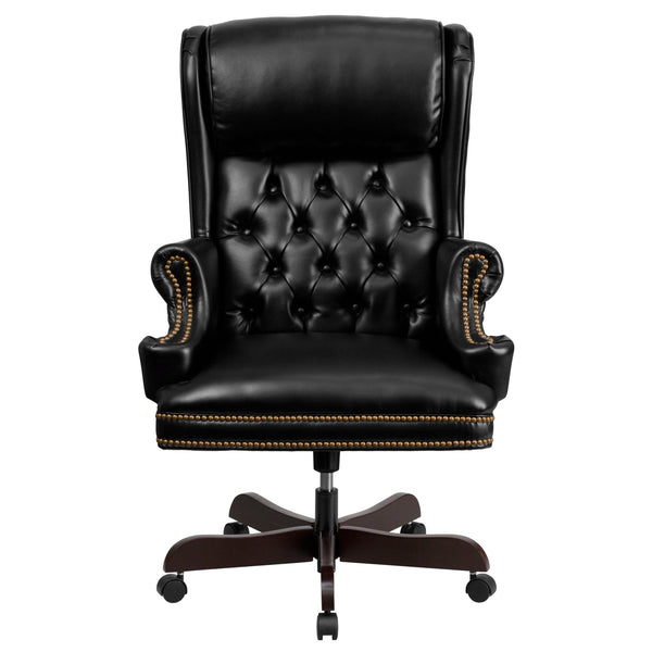 Burgundy |#| High Back Tufted Burgundy LeatherSoft Ergonomic Chair with Oversized Headrest