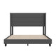 Charcoal,Queen |#| Queen Size Upholstered Platform Bed with Wingback Headboard-Charcoal Faux Linen