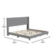 Gray,King |#| King Size Upholstered Platform Bed with Wingback Headboard-Gray Faux Linen