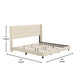 Beige,King |#| King Size Upholstered Platform Bed with Wingback Headboard-Beige Faux Linen