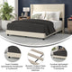 Beige,Queen |#| Queen Size Upholstered Platform Bed with Wingback Headboard-Beige Faux Linen