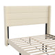 Beige,Queen |#| Queen Size Upholstered Platform Bed with Wingback Headboard-Beige Faux Linen