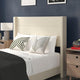 Beige,Full |#| Full Size Upholstered Platform Bed with Wingback Headboard-Beige Faux Linen