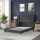 Charcoal,Full |#| Full Size Upholstered Platform Bed with Wingback Headboard-Charcoal Faux Linen