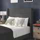 Charcoal,Full |#| Full Size Upholstered Platform Bed with Wingback Headboard-Charcoal Faux Linen