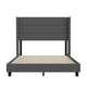 Charcoal,Full |#| Full Size Upholstered Platform Bed with Wingback Headboard-Charcoal Faux Linen