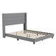 Gray,Queen |#| Queen Size Upholstered Platform Bed with Wingback Headboard-Gray Faux Linen