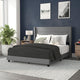 Gray,Queen |#| Queen Size Upholstered Platform Bed with Wingback Headboard-Gray Faux Linen