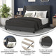 Charcoal,Queen |#| Queen Size Upholstered Platform Bed with Wingback Headboard-Charcoal Faux Linen