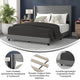 Gray,Queen |#| Queen Size Upholstered Platform Bed with Wingback Headboard-Gray Faux Linen