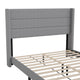 Gray,Queen |#| Queen Size Upholstered Platform Bed with Wingback Headboard-Gray Faux Linen