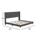 Charcoal,King |#| King Size Upholstered Platform Bed with Wingback Headboard-Charcoal Faux Linen