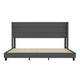 Charcoal,King |#| King Size Upholstered Platform Bed with Wingback Headboard-Charcoal Faux Linen