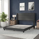 Charcoal,Queen |#| Queen Size Upholstered Platform Bed with Wingback Headboard-Charcoal Faux Linen