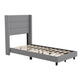 Gray,Twin |#| Twin Size Upholstered Platform Bed with Wingback Headboard-Gray Faux Linen