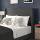 Charcoal,Queen |#| Queen Size Upholstered Platform Bed with Wingback Headboard-Charcoal Faux Linen