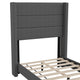 Charcoal,Twin |#| Twin Size Upholstered Platform Bed with Wingback Headboard-Charcoal Faux Linen