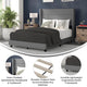 Gray,Full |#| Full Size Upholstered Platform Bed with Wingback Headboard-Gray Faux Linen