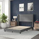 Gray,Full |#| Full Size Upholstered Platform Bed with Wingback Headboard-Gray Faux Linen