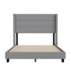 Gray,Full |#| Full Size Upholstered Platform Bed with Wingback Headboard-Gray Faux Linen