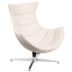 Creamy White |#| White LeatherSoft Upholstered Swivel Cocoon Chair with Integrated Arms