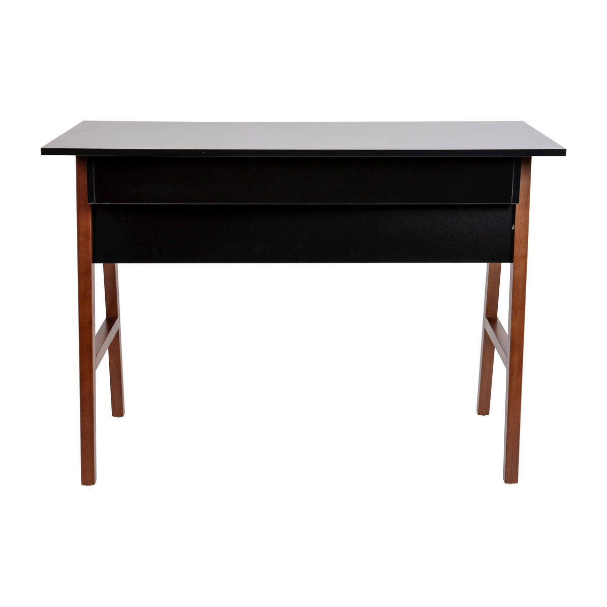 Black Top/Walnut Frame |#| Home Office Writing Computer Desk with Drawer - Table Desk, Black/Walnut