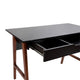 Black Top/Walnut Frame |#| Home Office Writing Computer Desk with Drawer - Table Desk, Black/Walnut