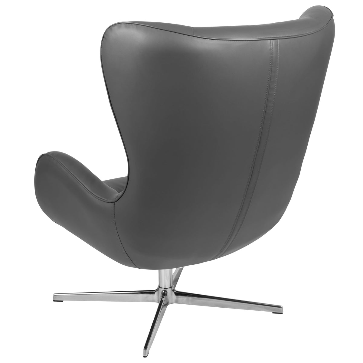 Gray LeatherSoft |#| Home and Office Retro Gray LeatherSoft Swivel Wing Accent Chair