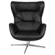 Black LeatherSoft |#| Home and Office Retro Black LeatherSoft Swivel Wing Accent Chair