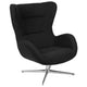 Black Fabric |#| Home and Office Retro Black Fabric Swivel Wing Accent Chair