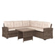 Beige Cushions/Brown Frame |#| Indoor/Outdoor Conversation Set with Sofa and Table in Beige & Brown