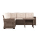 Beige Cushions/Brown Frame |#| Indoor/Outdoor Conversation Set with Sofa and Table in Beige & Brown