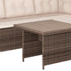 Beige Cushions/Brown Frame |#| Indoor/Outdoor Conversation Set with Sofa and Table in Beige & Brown