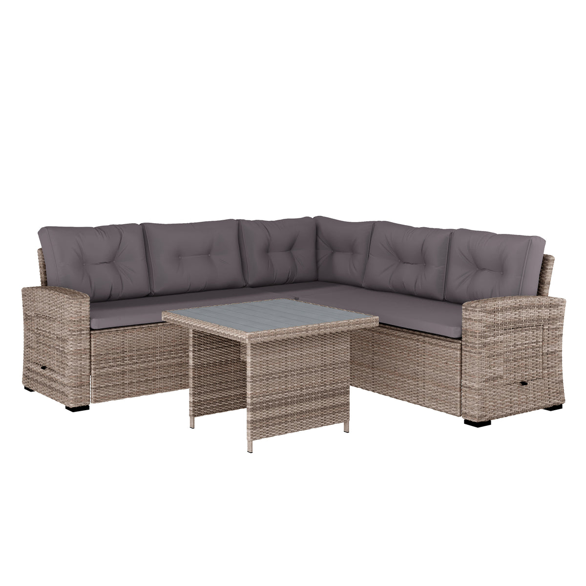 Gray Cushions/Gray Frame |#| Indoor/Outdoor Conversation Set with Sofa and Table in Gray