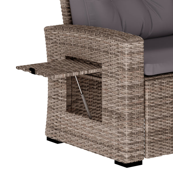 Gray Cushions/Gray Frame |#| Indoor/Outdoor Conversation Set with Sofa and Table in Gray