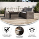 Beige Cushions/Brown Frame |#| Indoor/Outdoor Conversation Set with Sofa and Table in Beige & Brown