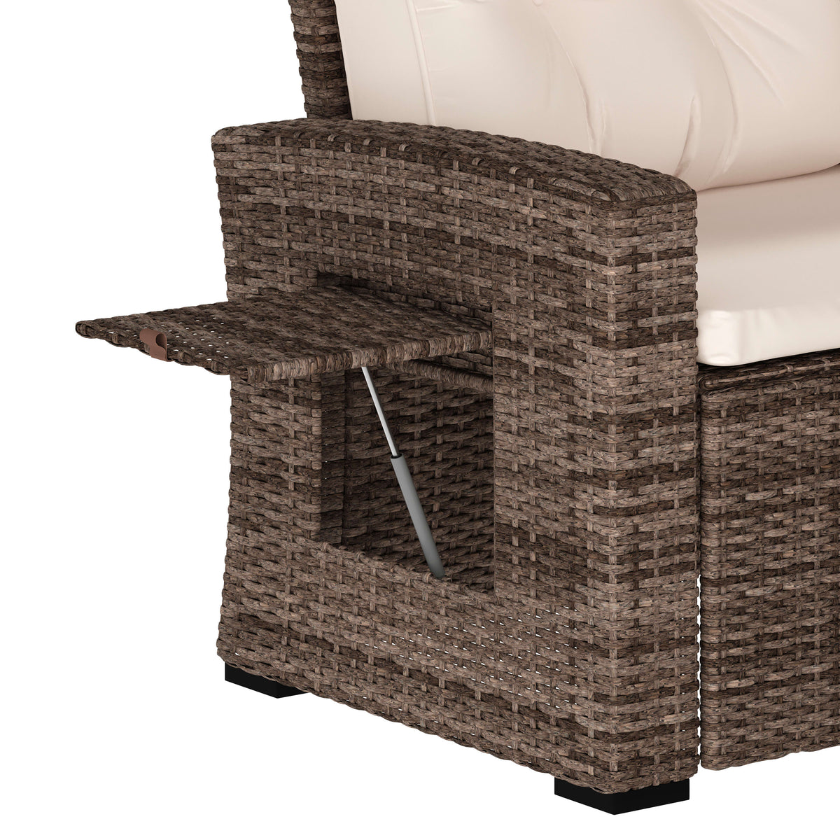 Beige Cushions/Brown Frame |#| Indoor/Outdoor Conversation Set with Sofa and Table in Beige & Brown