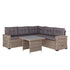 Huck Indoor/Outdoor Wicker Rattan Conversation Set, L-Shaped Sofa with Dining Table, Weather Resistant Cushions