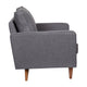 Dark Gray |#| Compact Dark Gray Faux Linen Upholstered Tufted Chair with Wooden Legs