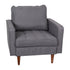 Hudson Mid-Century Modern Commercial Grade Armchair with Tufted Faux Linen Upholstery & Solid Wood Legs