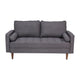 Dark Gray |#| Compact Dark Gray Faux Linen Upholstered Tufted Loveseat with Wooden Legs