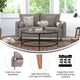 Slate Gray |#| Compact Slate Gray Faux Linen Upholstered Tufted Loveseat with Wooden Legs