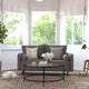 Dark Gray |#| Compact Dark Gray Faux Linen Upholstered Tufted Loveseat with Wooden Legs