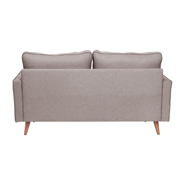 Slate Gray |#| Compact Slate Gray Faux Linen Upholstered Tufted Loveseat with Wooden Legs