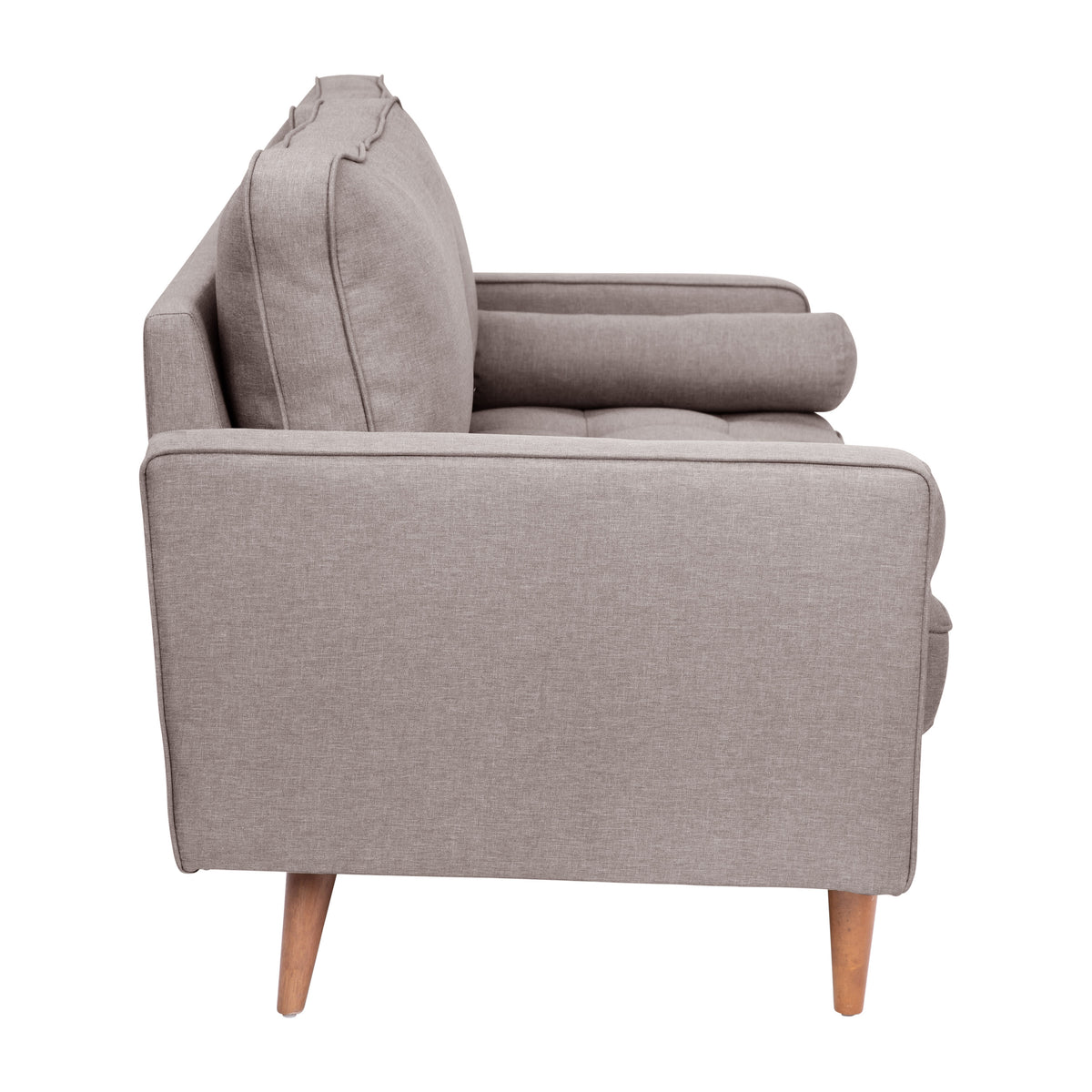 Slate Gray |#| Compact Slate Gray Faux Linen Upholstered Tufted Loveseat with Wooden Legs