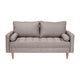 Slate Gray |#| Compact Slate Gray Faux Linen Upholstered Tufted Loveseat with Wooden Legs