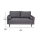 Dark Gray |#| Compact Dark Gray Faux Linen Upholstered Tufted Loveseat with Wooden Legs