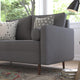 Dark Gray |#| Compact Dark Gray Faux Linen Upholstered Tufted Loveseat with Wooden Legs