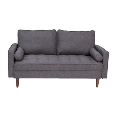 Compact Upholstered Tufted Loveseat with Wooden Legs - View 1