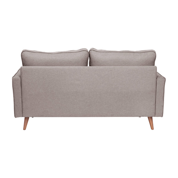 Slate Gray |#| Compact Slate Gray Faux Linen Upholstered Tufted Loveseat with Wooden Legs
